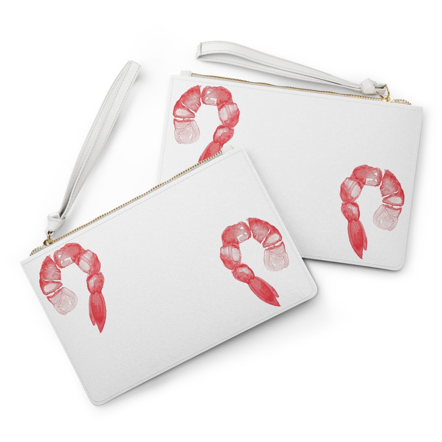 Watercolor Shrimp Clutch Bag — Coastal Seafood Wristlet Purse