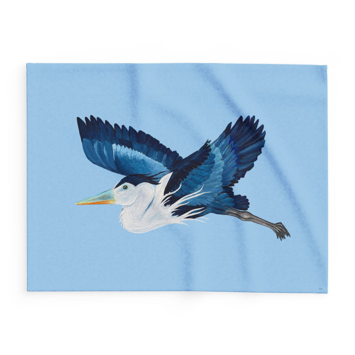 Blue Heron Fleece Blanket — Coastal Bird Throw for Home & Gifting