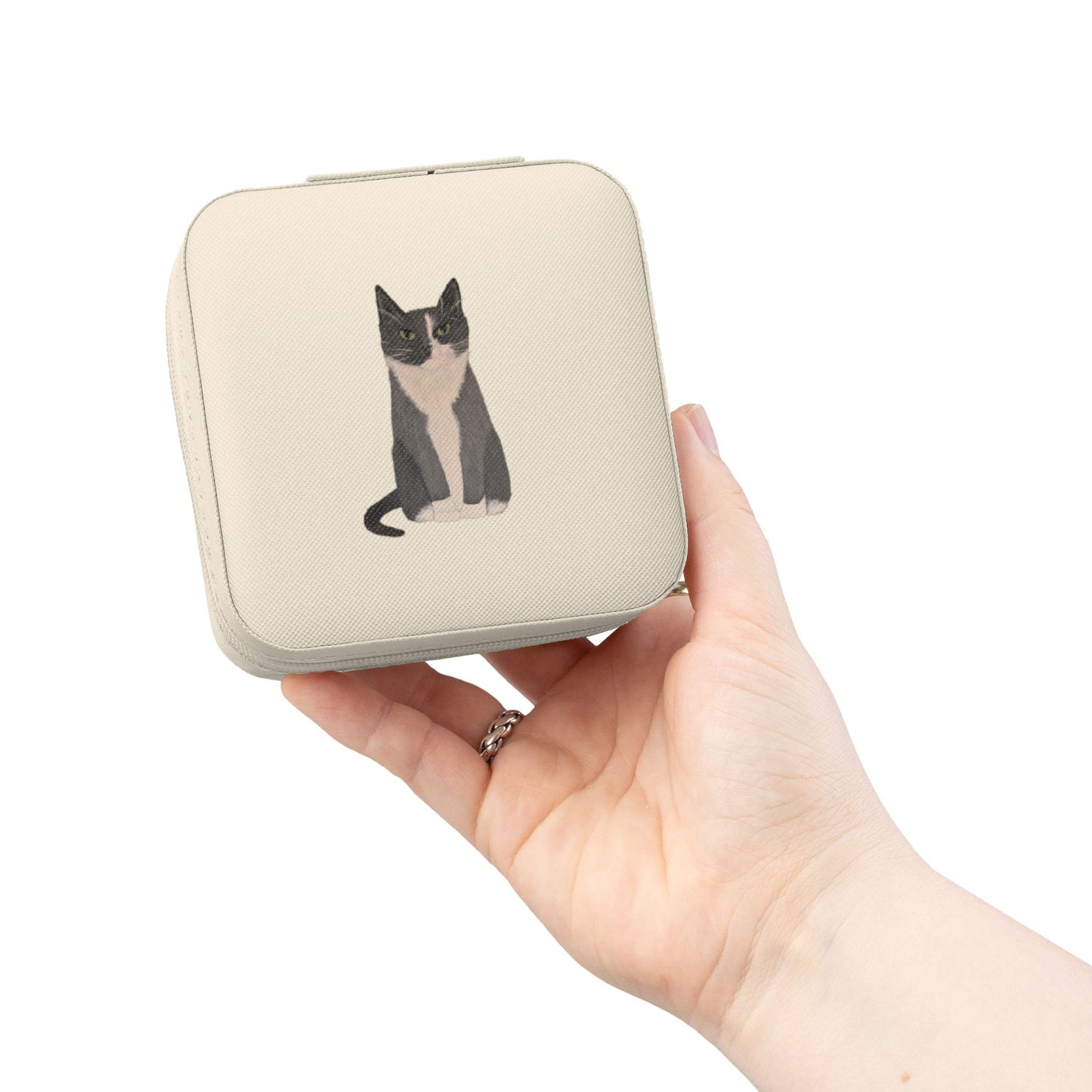 Grey Cat Jewelry Travel Case — Ivory or soft Gold