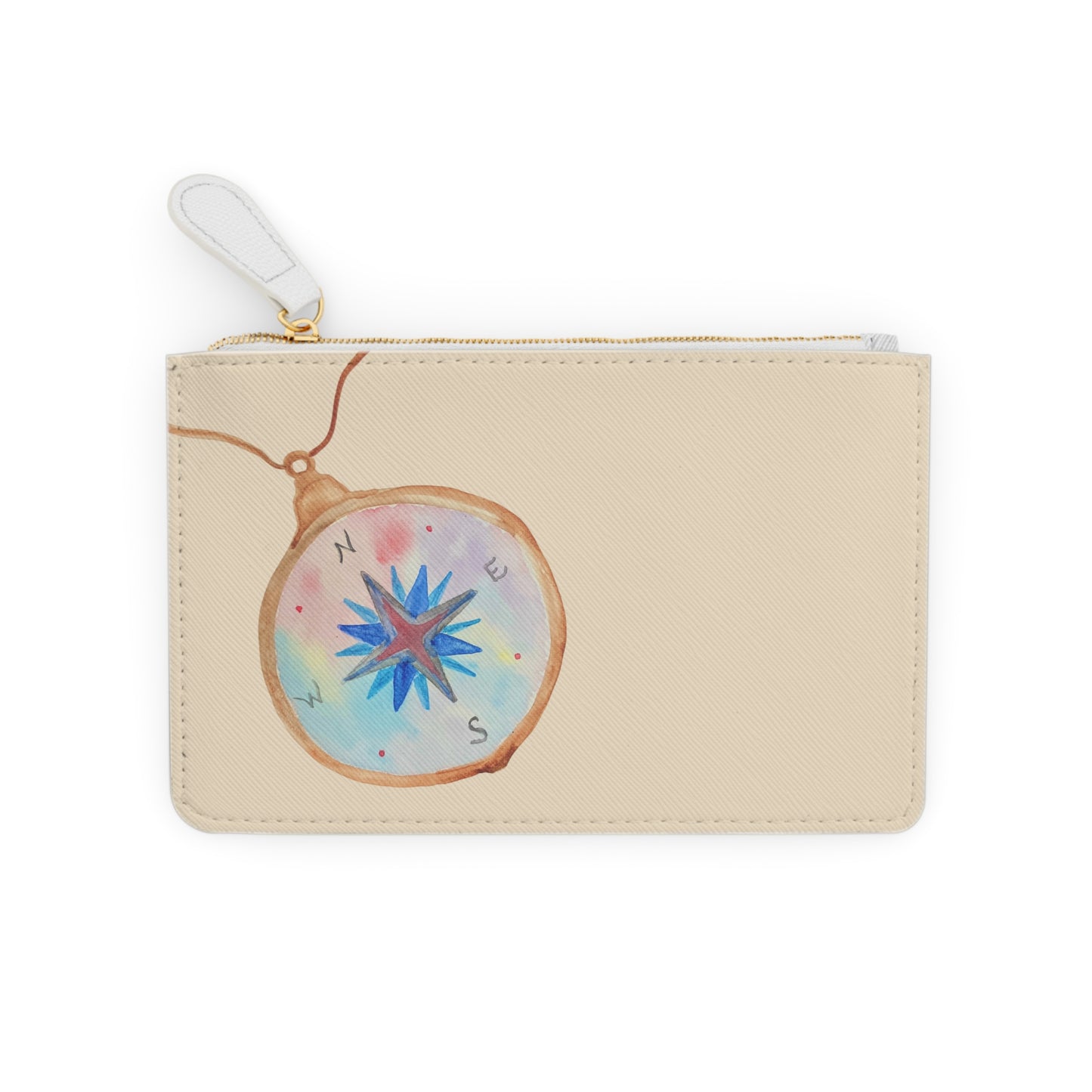 Mini Clutch Bag — Watercolor Compass Coin Purse | Travel-Inspired, Boho Gift