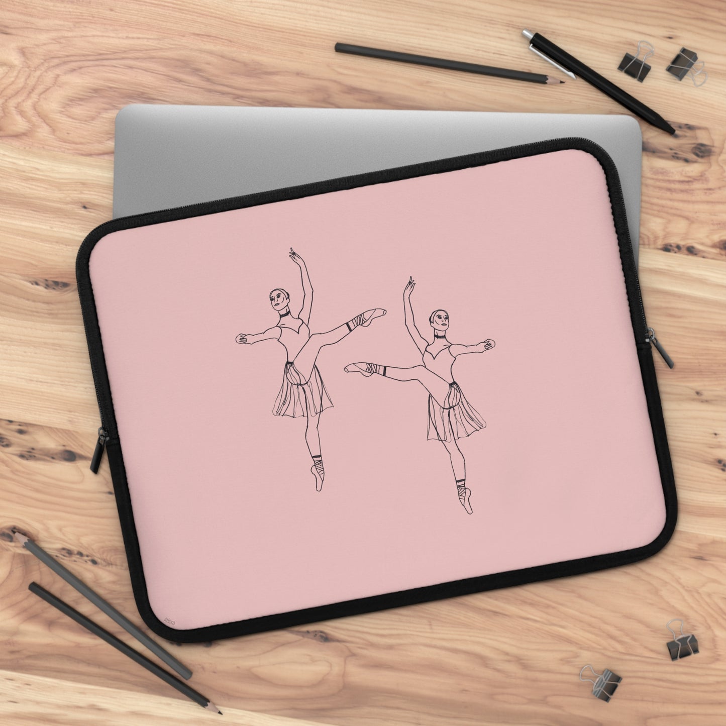 Ballet Dancer Laptop Sleeve — Minimalist Pointe Silhouette Neoprene Sleeve