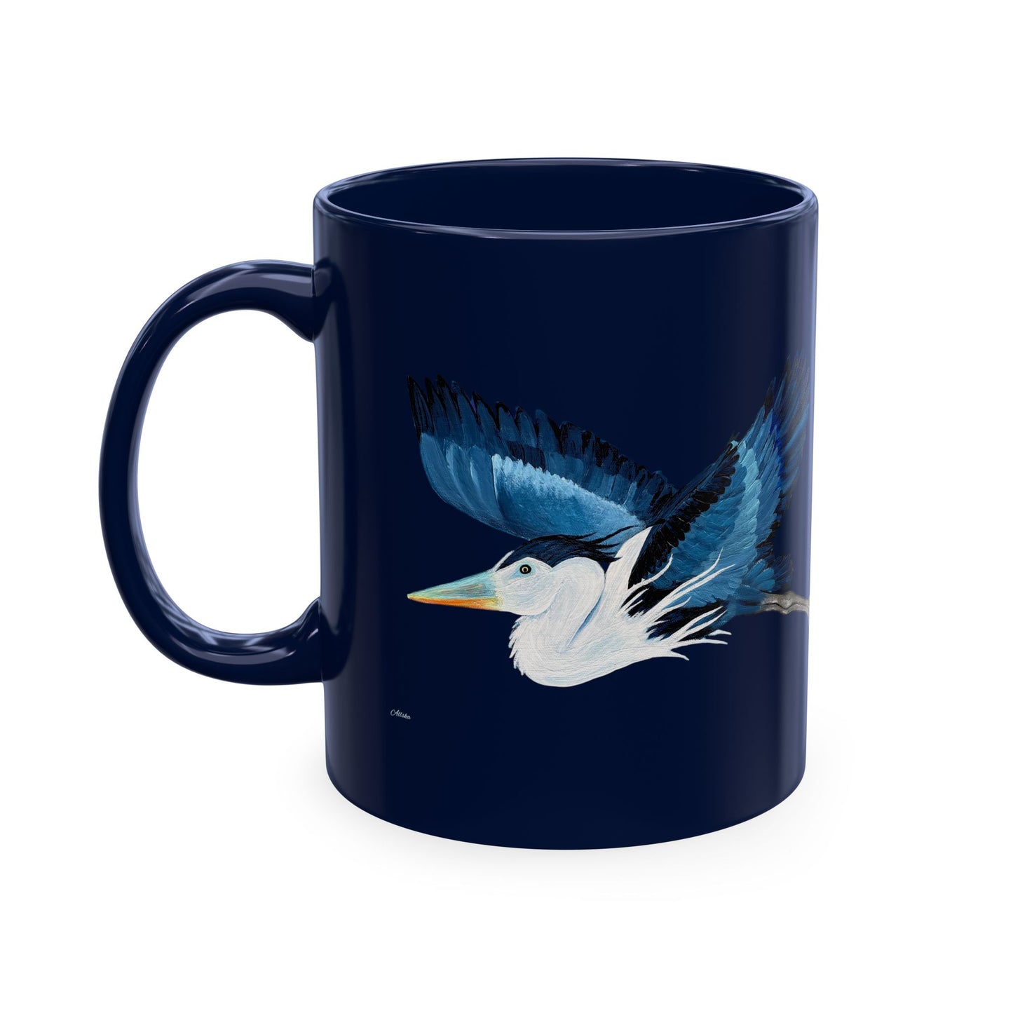 Blue Heron Ceramic Mug — Nature Bird Coffee Cup
