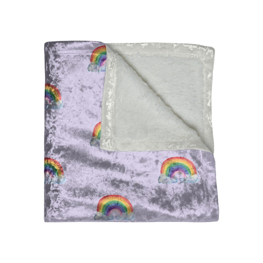 Crushed Velvet Blanket — Lavender Rainbow Pattern Plush Throw