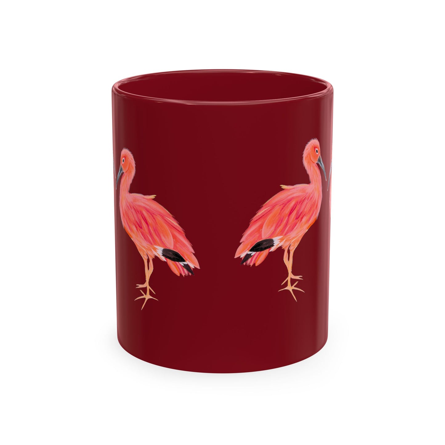 Ibis Bird Duo Ceramic Mug — Tropical Pink Bird Coffee Cup Assorted Color Mugs
