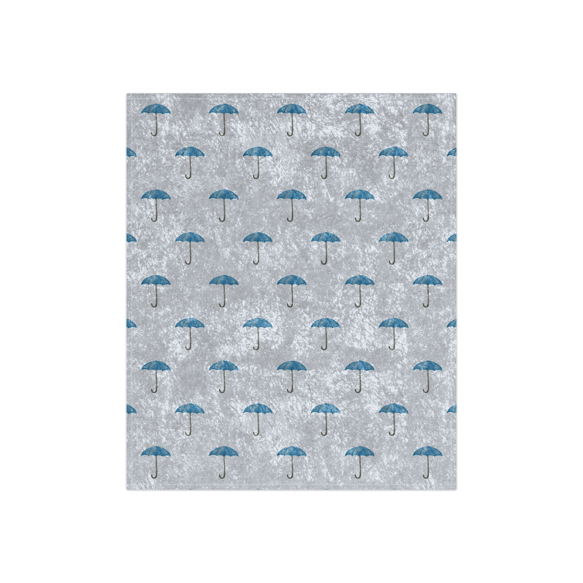 Crushed Velvet Blanket — Blue Umbrella Patterned Throw