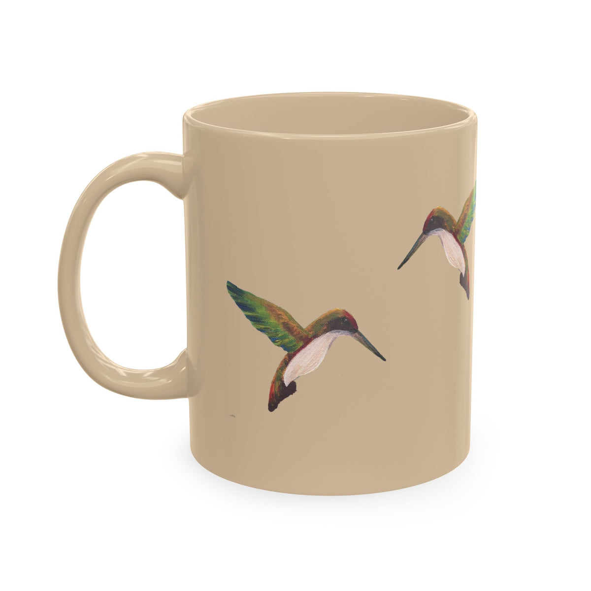 Hummingbird Pattern Ceramic Mug — Watercolor Nature Bird Coffee Cup