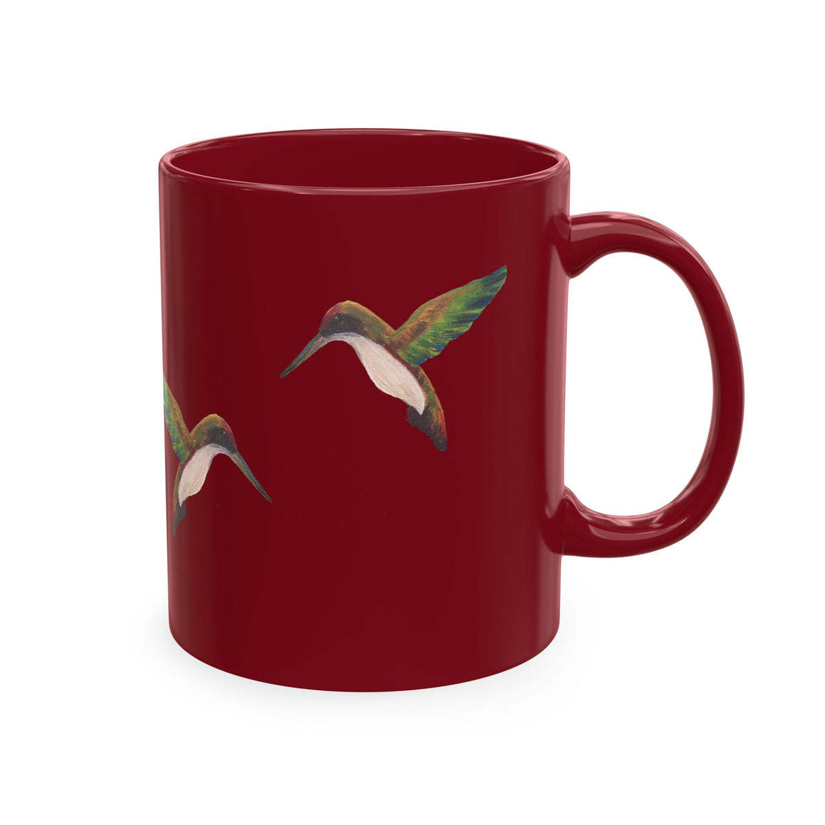 Hummingbird Pattern Ceramic Mug — Watercolor Nature Bird Coffee Cup