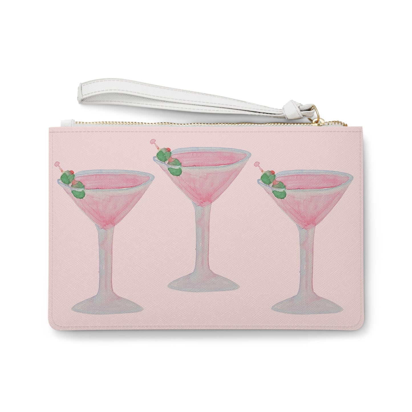 Pink Martini Watercolor Clutch Bag — Cocktail Blush Wristlet Purse