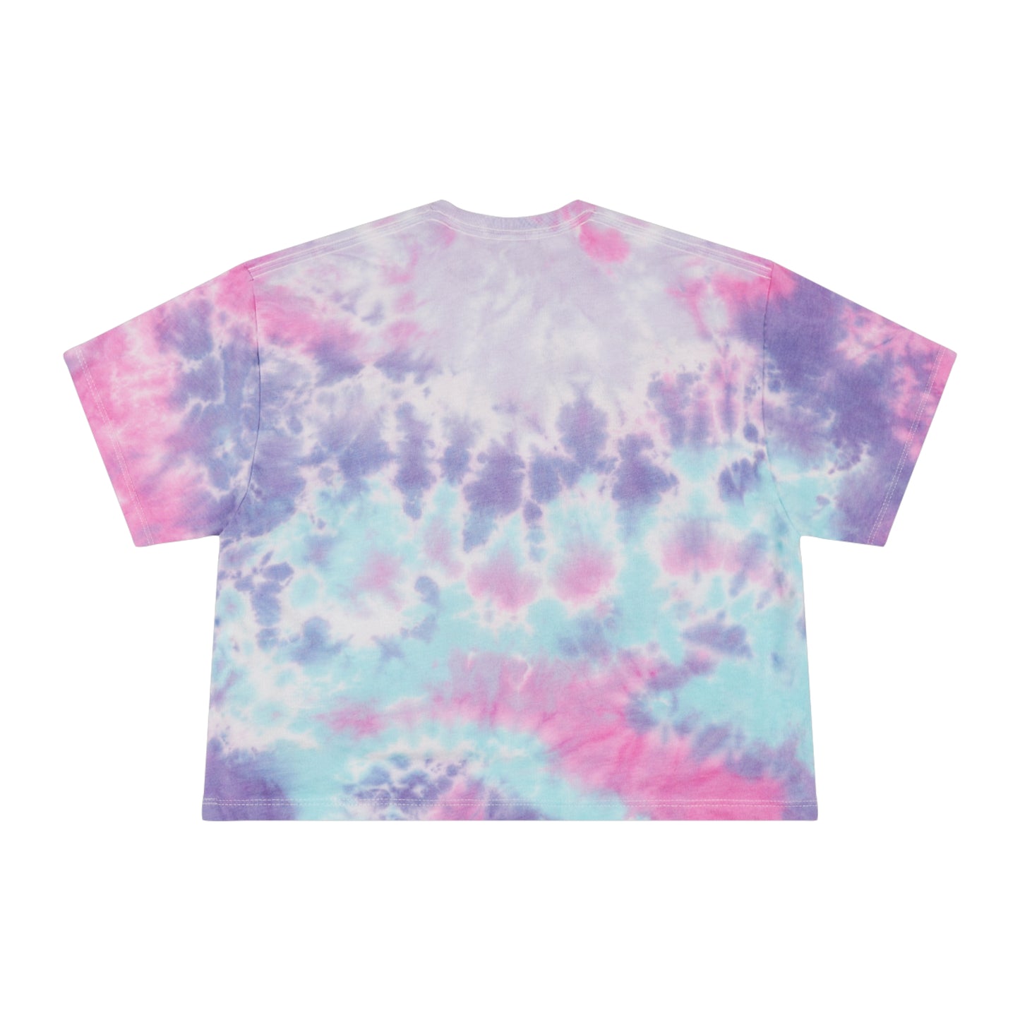 Tie-Dye Crop Tee — Pastel Blue Spiral with Minimal Line Art