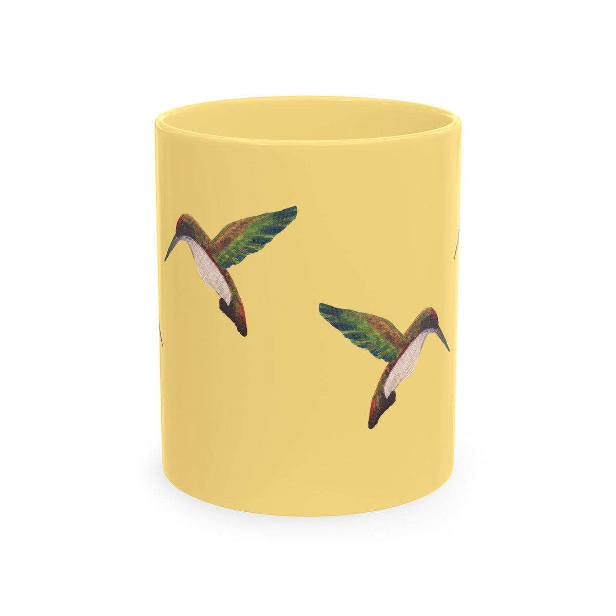 Hummingbird Pattern Ceramic Mug — Watercolor Nature Bird Coffee Cup