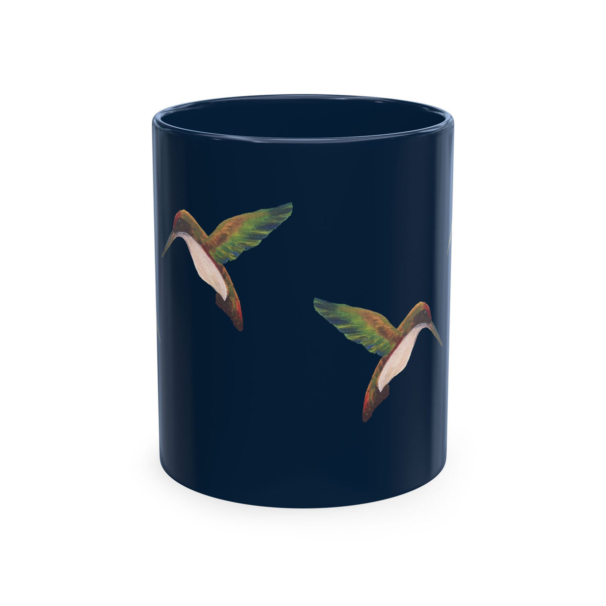 Hummingbird Pattern Ceramic Mug — Watercolor Nature Bird Coffee Cup