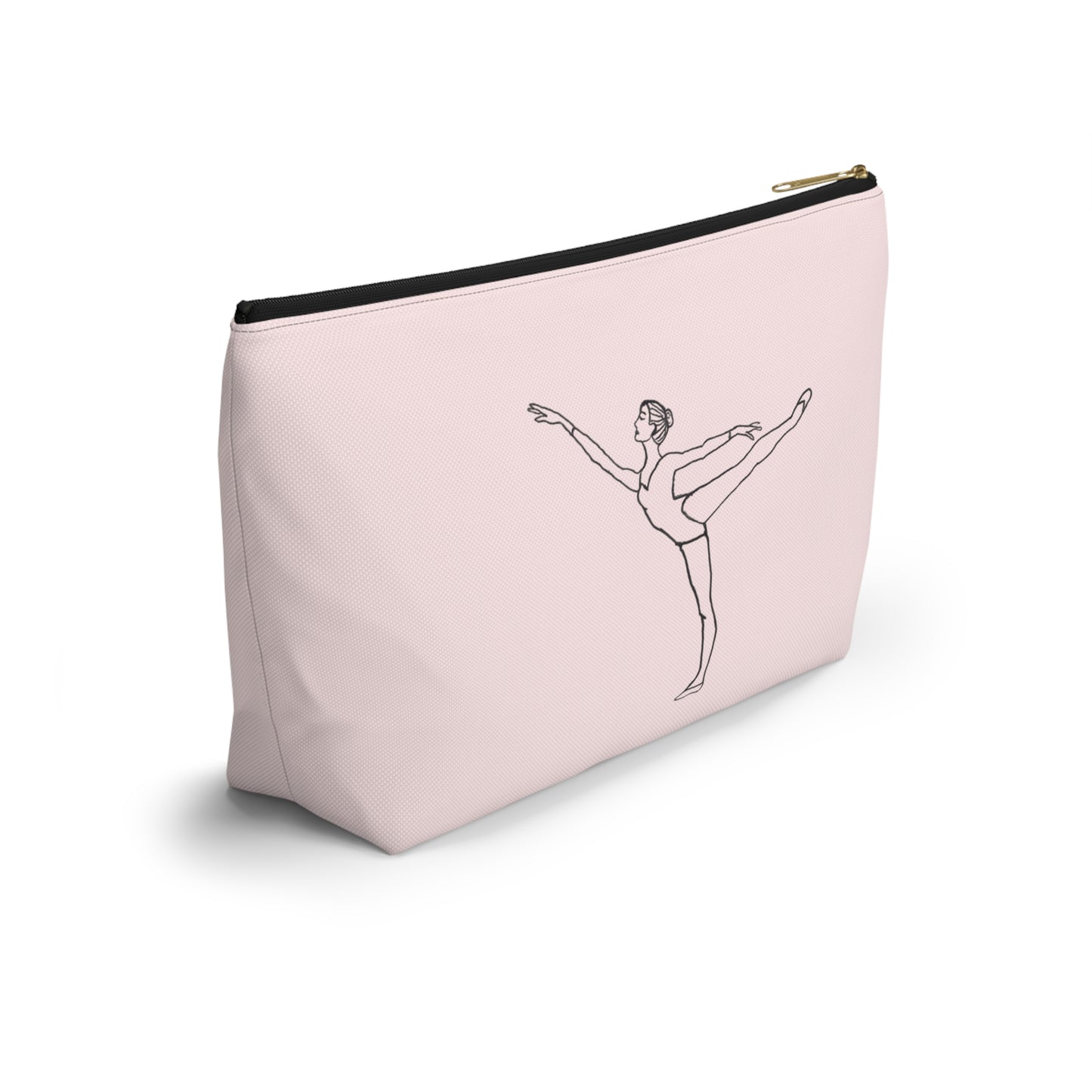 Ballet Dancer Arabesque Accessory Pouch — Pink/Blue T-Bottom Makeup Bag