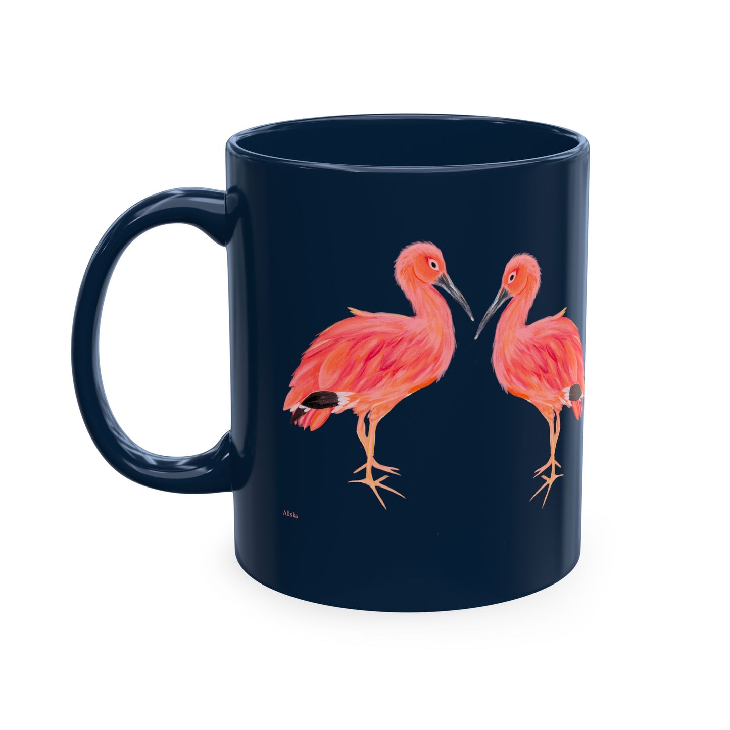 Ibis Bird Duo Ceramic Mug — Tropical Pink Bird Coffee Cup Assorted Color Mugs
