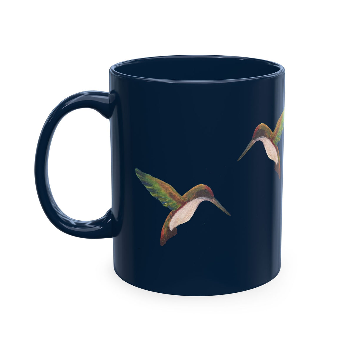 Hummingbird Pattern Ceramic Mug — Watercolor Nature Bird Coffee Cup