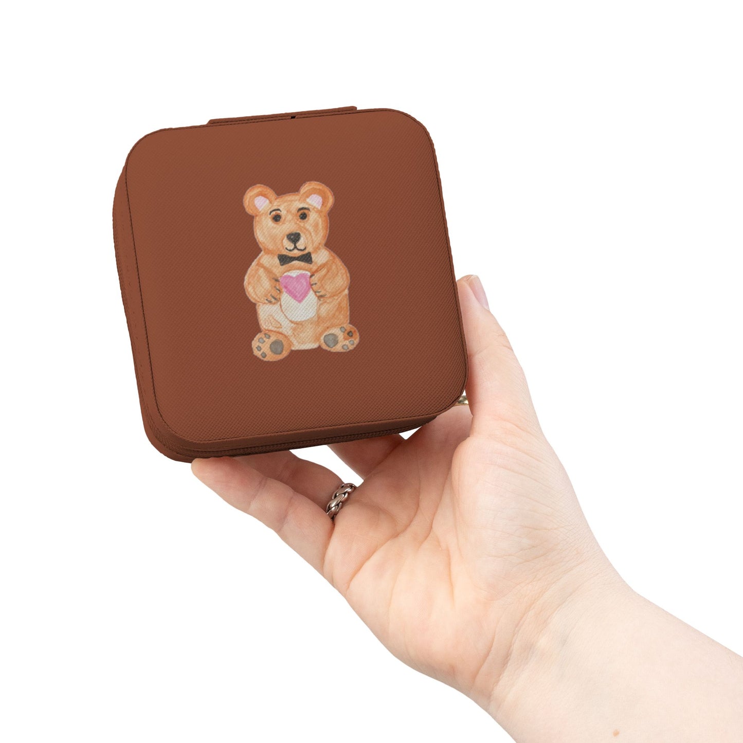 Teddy Bear with Heart Jewelry Travel Case