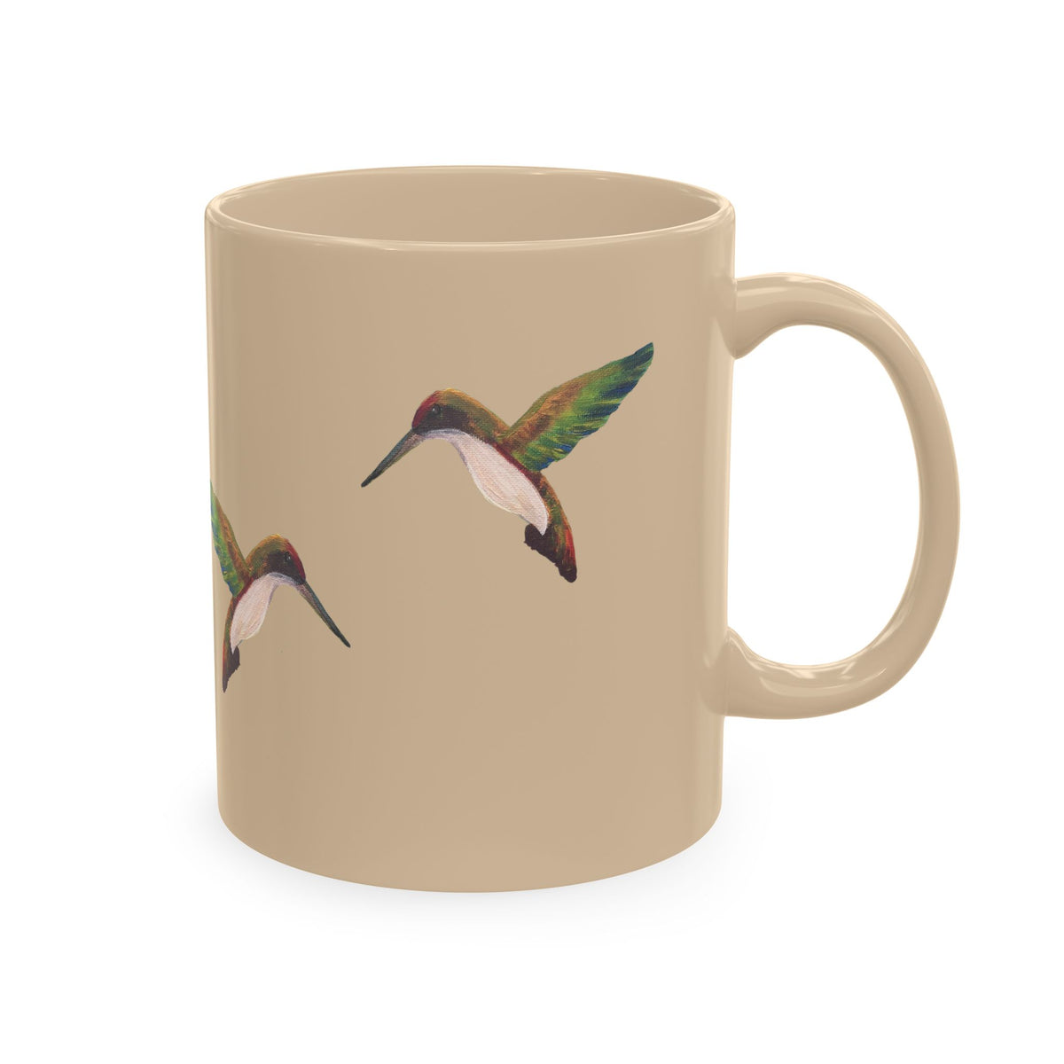 Hummingbird Pattern Ceramic Mug — Watercolor Nature Bird Coffee Cup