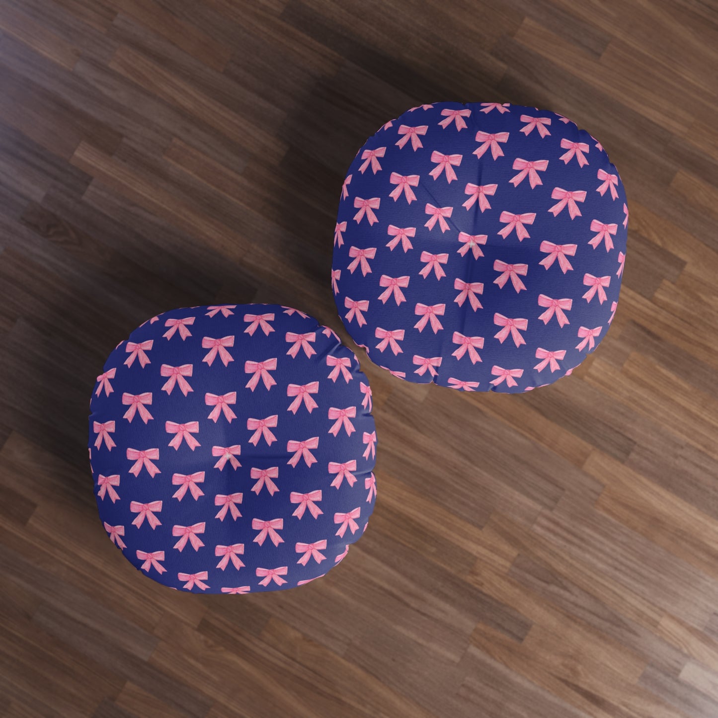 Pink Bow Floor Pillow — Dark Blue