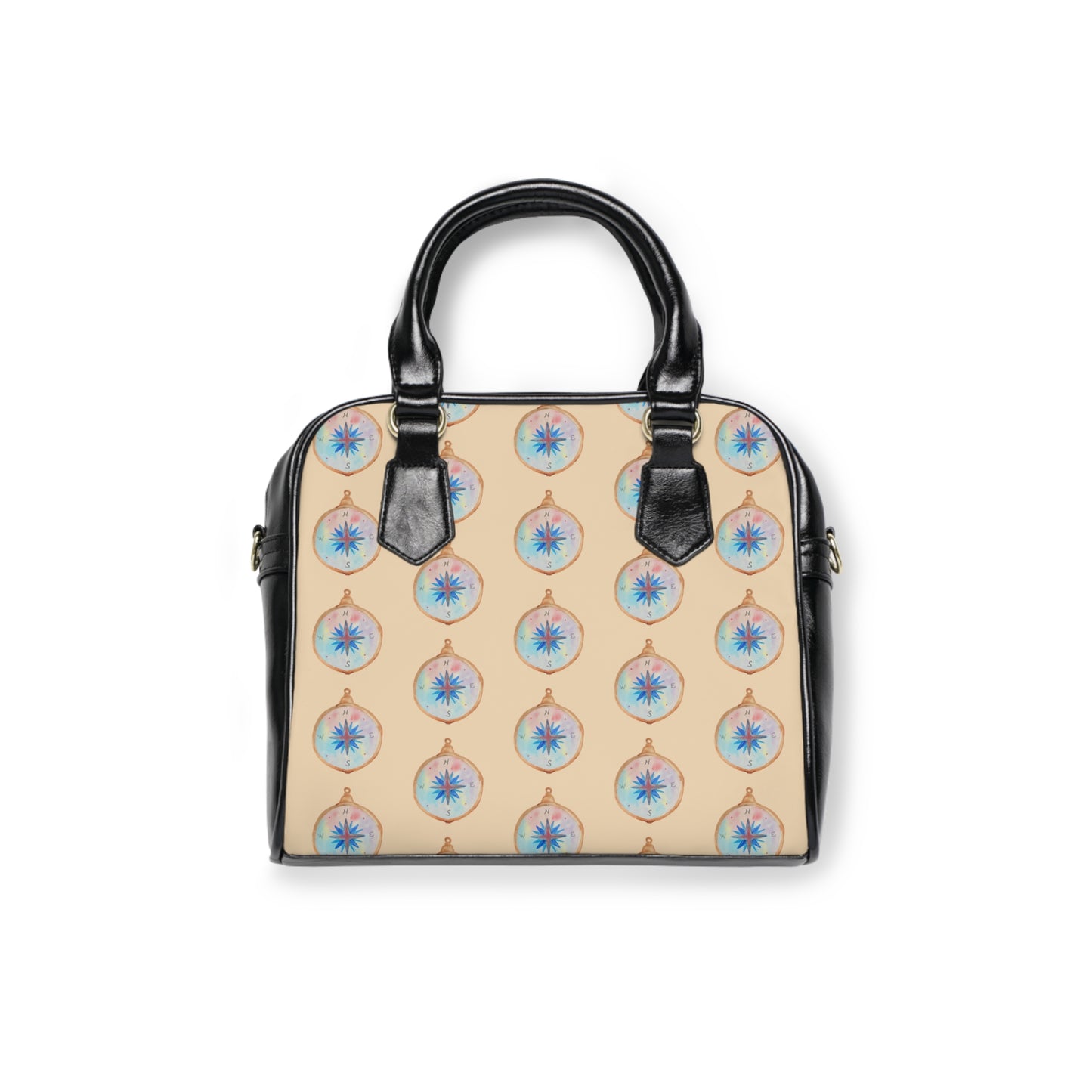 Watercolor Compass Shoulder Handbag — Travel-Inspired Boho Bag