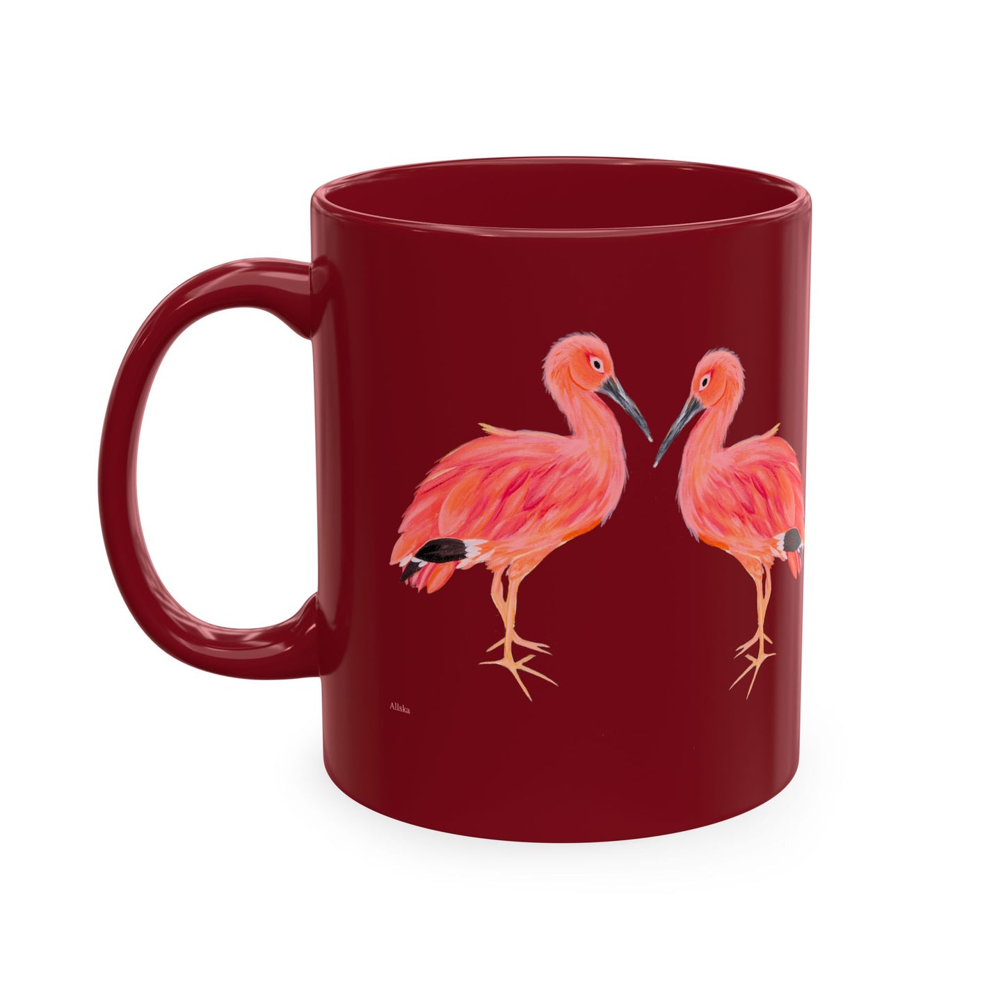 Ibis Bird Duo Ceramic Mug — Tropical Pink Bird Coffee Cup Assorted Color Mugs