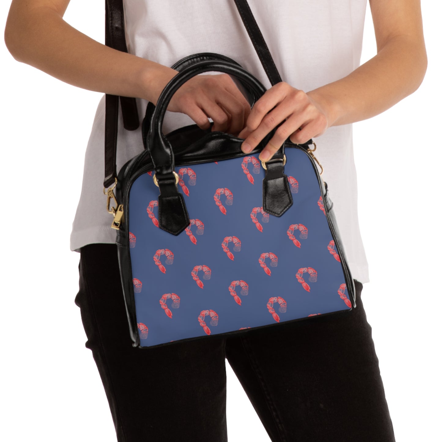 Shrimp Cocktail Blue Shoulder Handbag