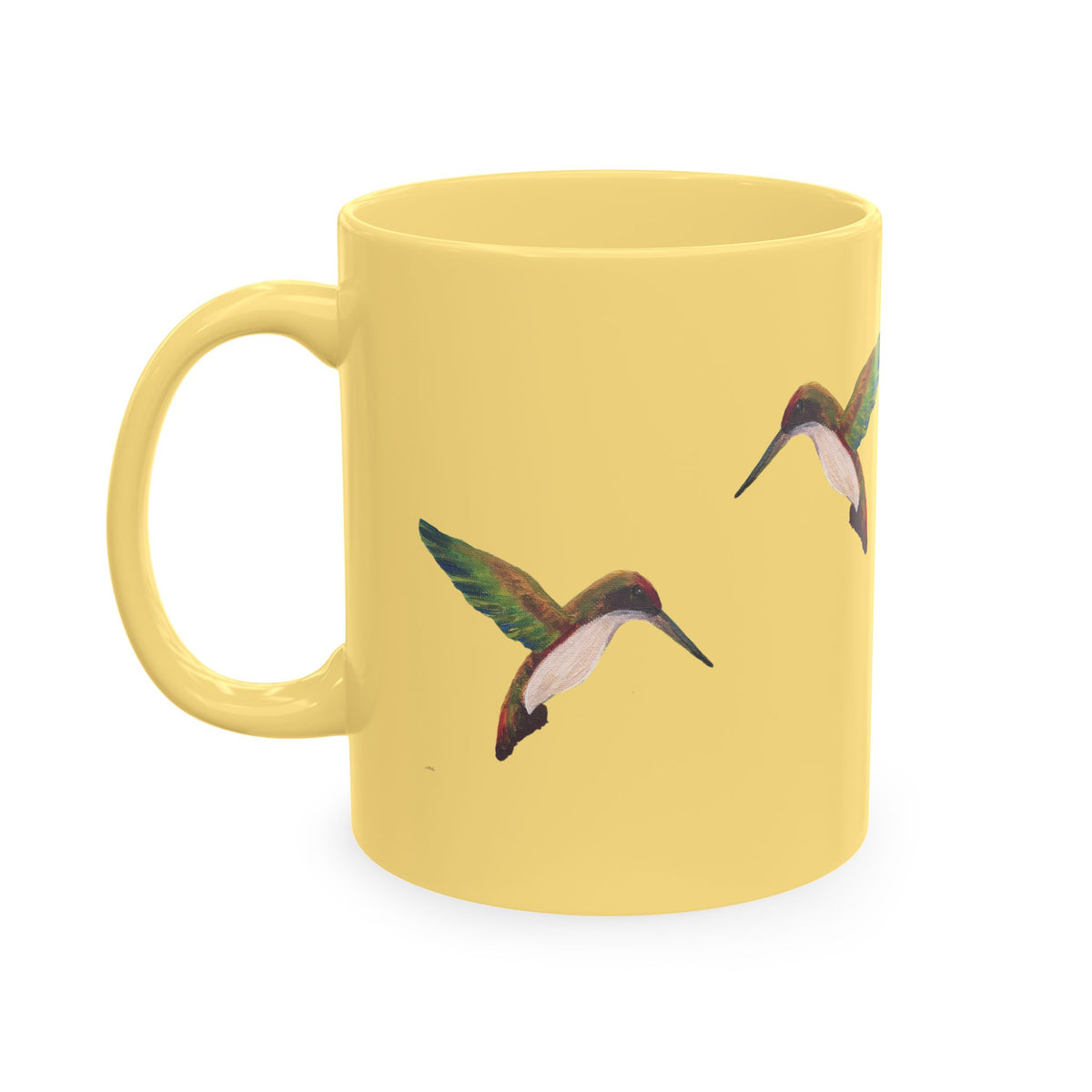 Hummingbird Pattern Ceramic Mug — Watercolor Nature Bird Coffee Cup