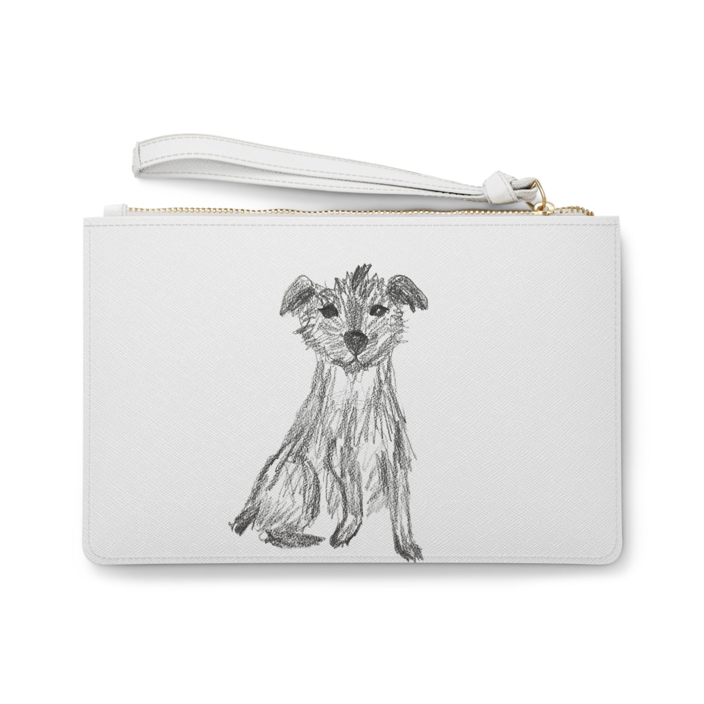 Patterdale Dog Sketch Clutch Bag — Hand-Drawn Puppy Wristlet Purse
