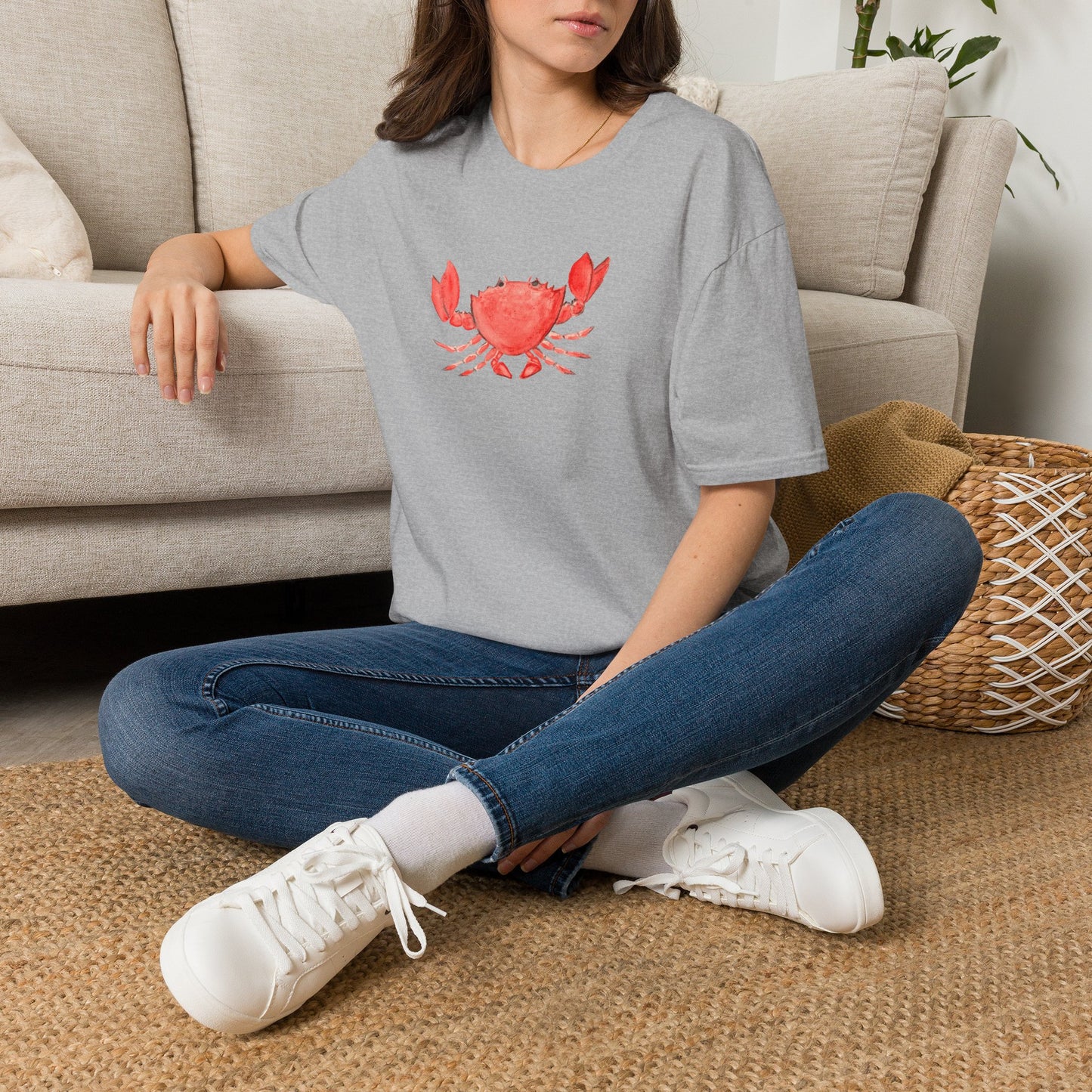 Crab Watercolor T-Shirt — Cute Coastal Beach Graphic Tee