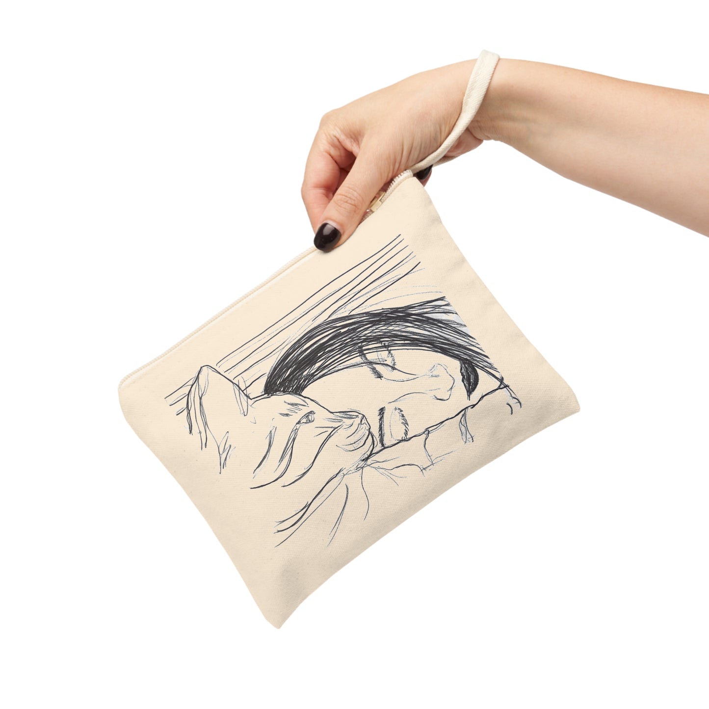 Cat Lover Zipper Pouch — Hand-Drawn Sleeping Duo Accessory Bag