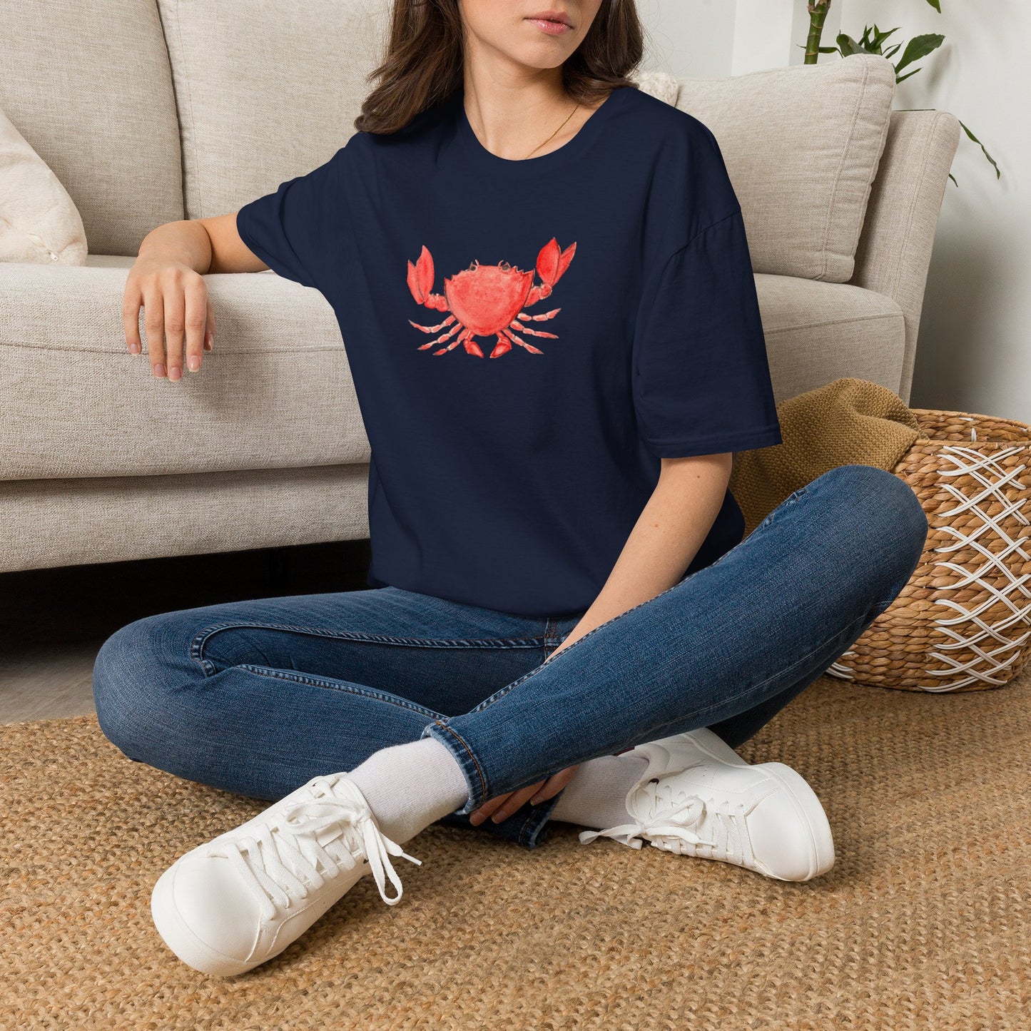 Crab Watercolor T-Shirt — Cute Coastal Beach Graphic Tee