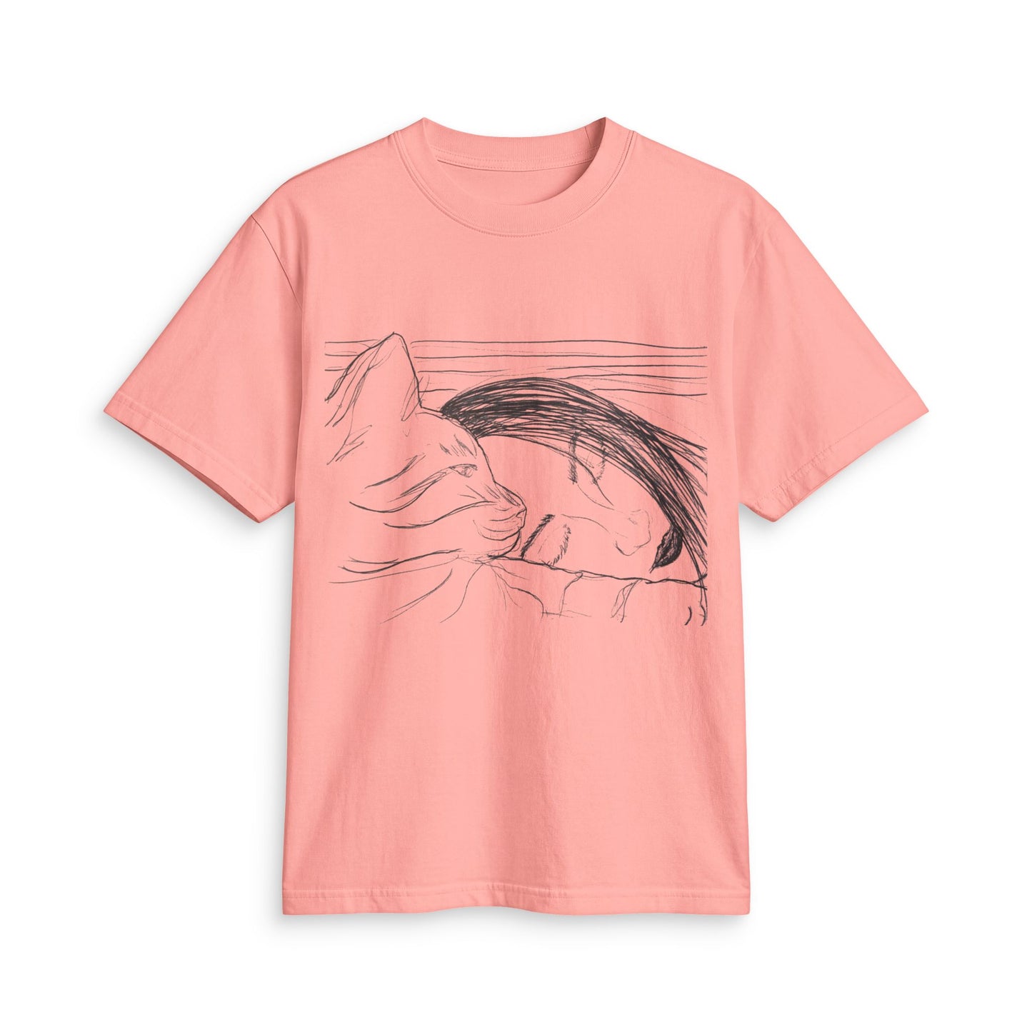 Sleepy Cat Sketch T-Shirt — Minimalist Hand-Drawn Cat Tee