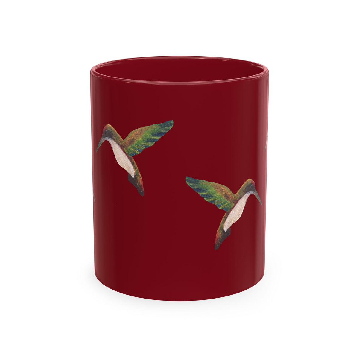 Hummingbird Pattern Ceramic Mug — Watercolor Nature Bird Coffee Cup