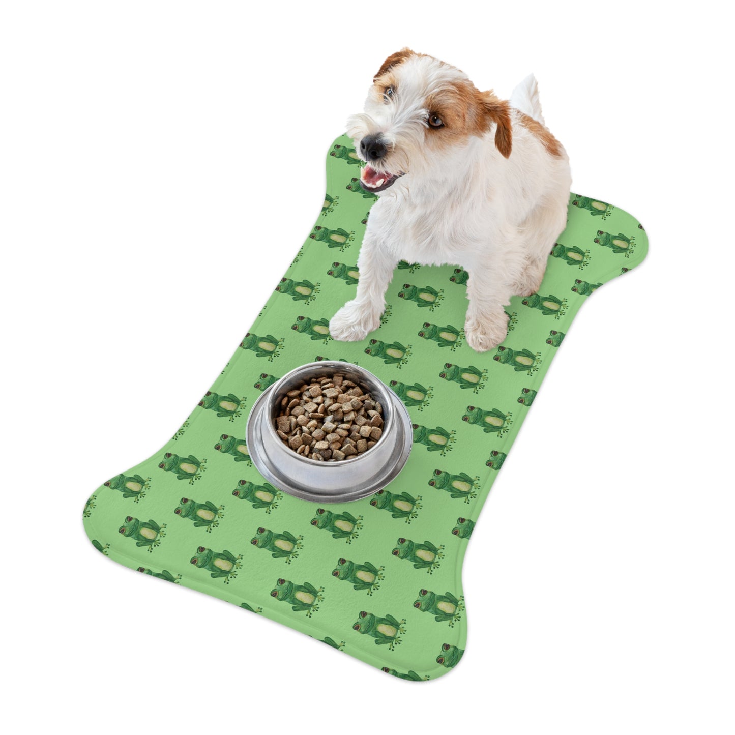 Green Frog Pet Feeding Mat — Non-Slip Dog & Cat Bowl Placemat