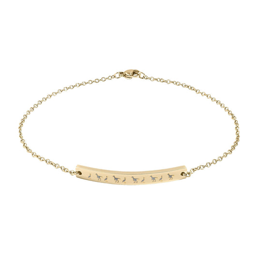 Engraved Bird & Raptor Curved Bar Anklet — Minimalist Stainless Steel