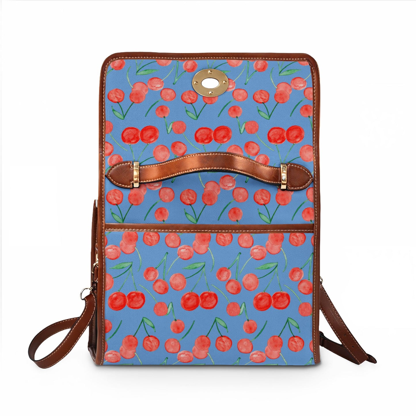 Watercolor Cherry Pattern Canvas Bag | Waterproof Fruit Purse