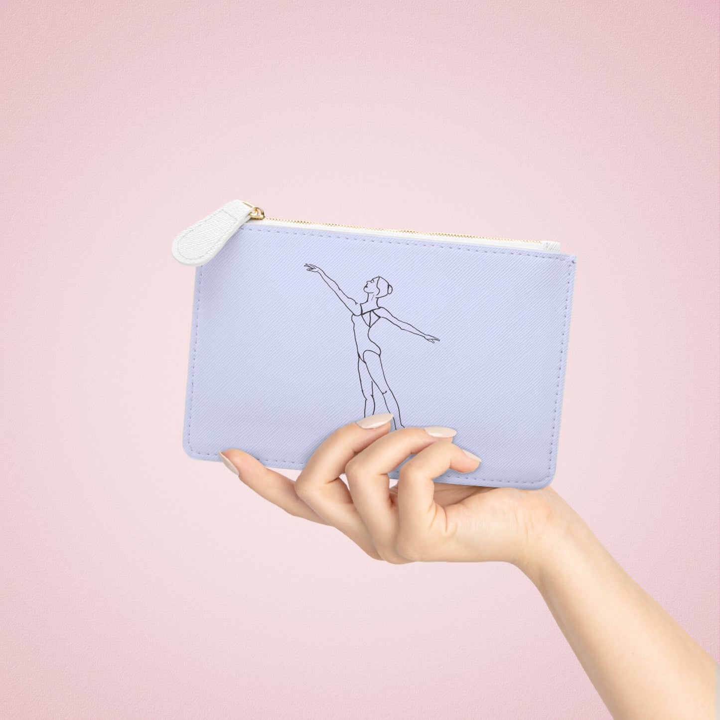 Lilac Ballet Dancer Mini Clutch Bag — Elegant Line Art Wristlet for Dancers & Dance Gifts