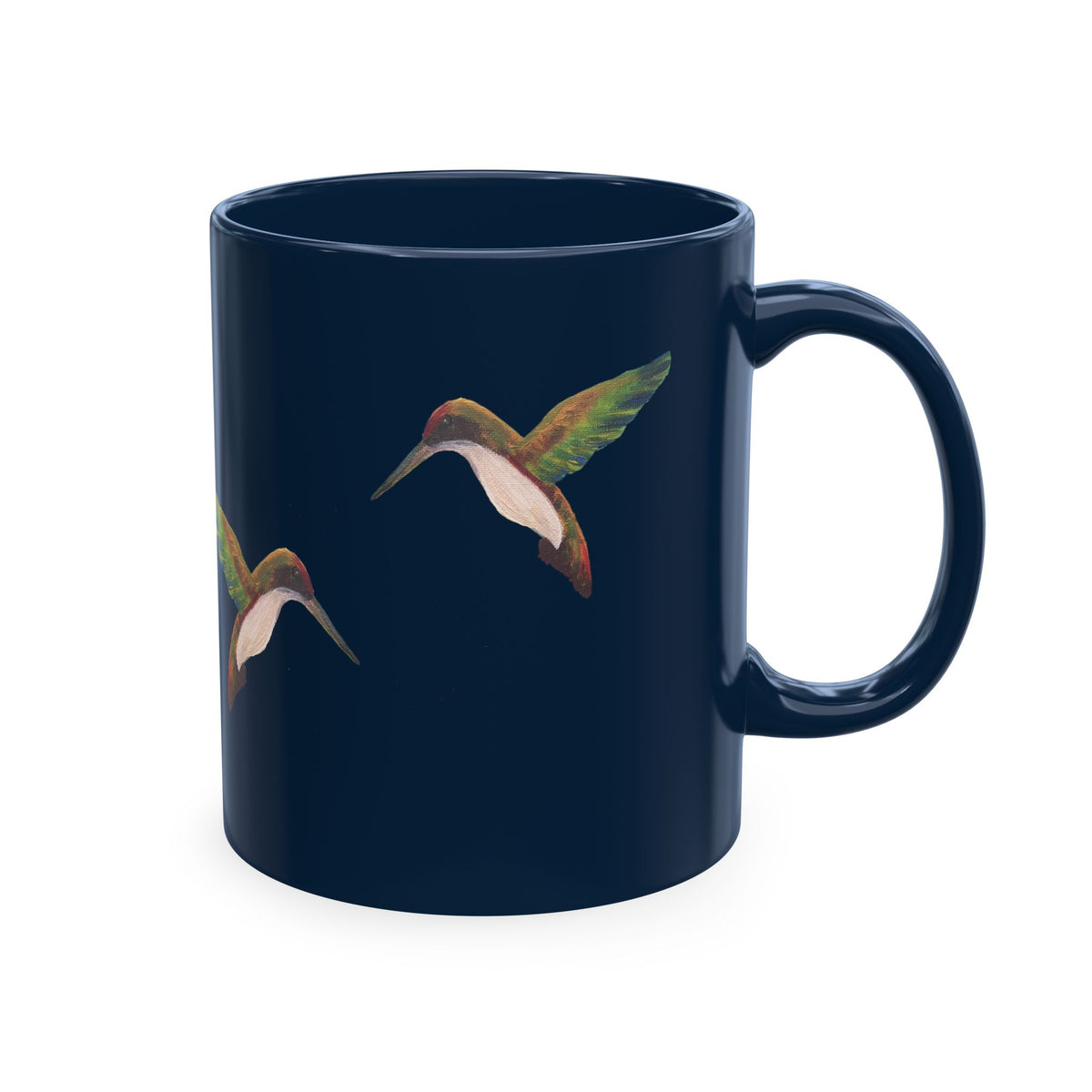 Hummingbird Pattern Ceramic Mug — Watercolor Nature Bird Coffee Cup
