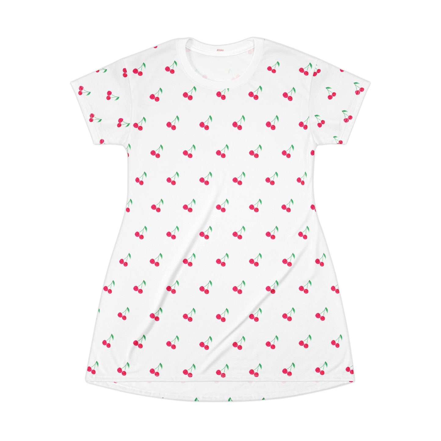 Cherry Pattern T‑Shirt Dress — Cute All‑Over Print Summer Sundress