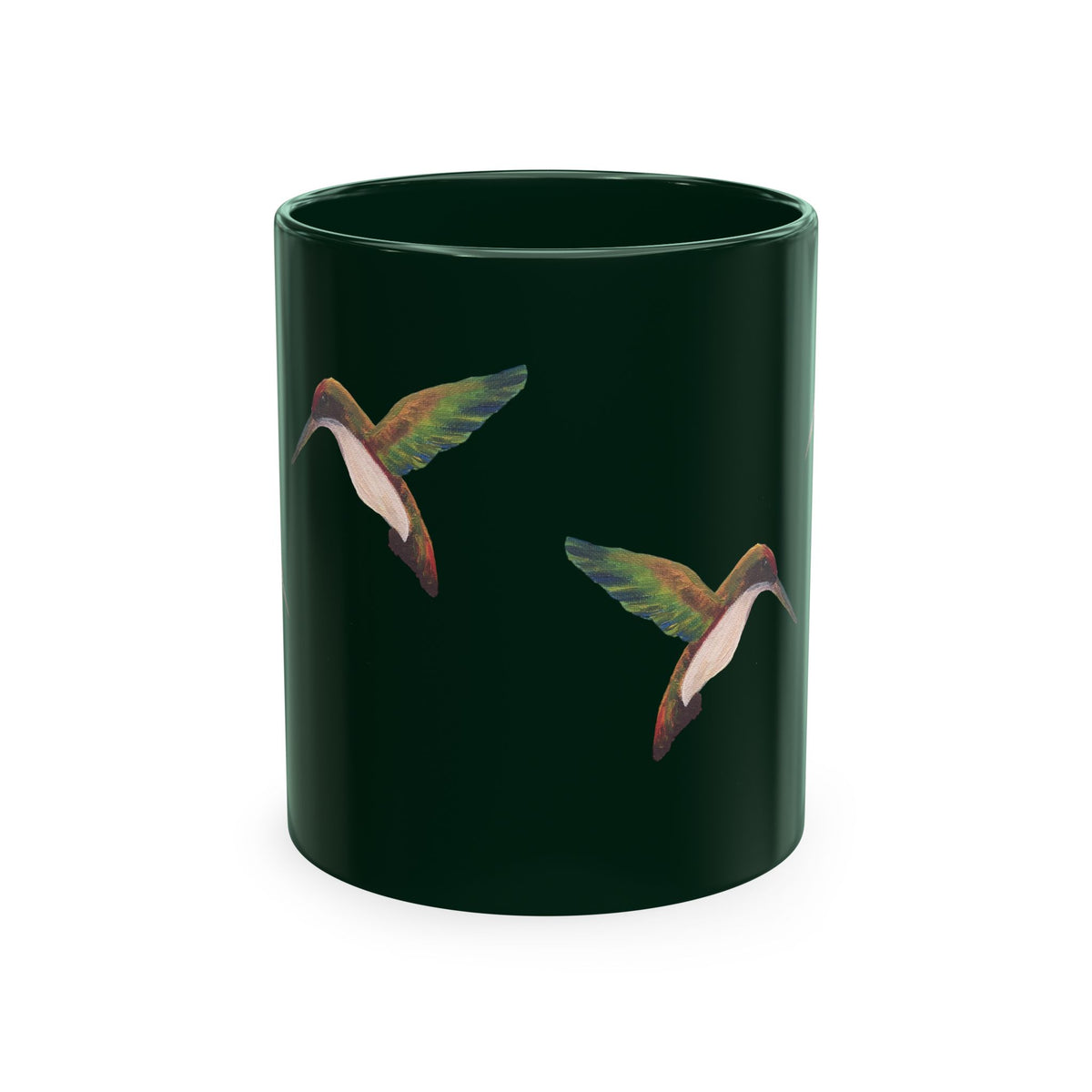 Hummingbird Pattern Ceramic Mug — Watercolor Nature Bird Coffee Cup