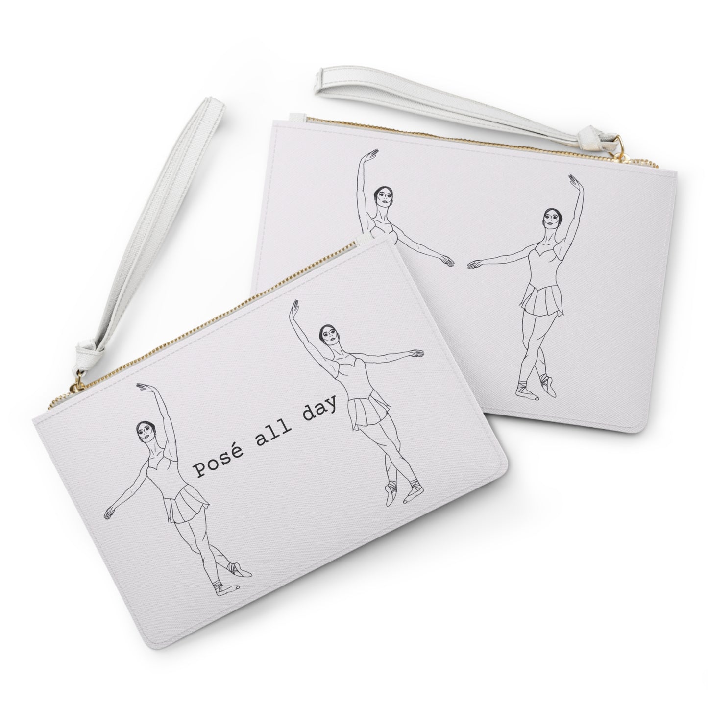 Ballet Dancers Clutch Bag — Minimalist Pointe Shoe Sketch Wristlet