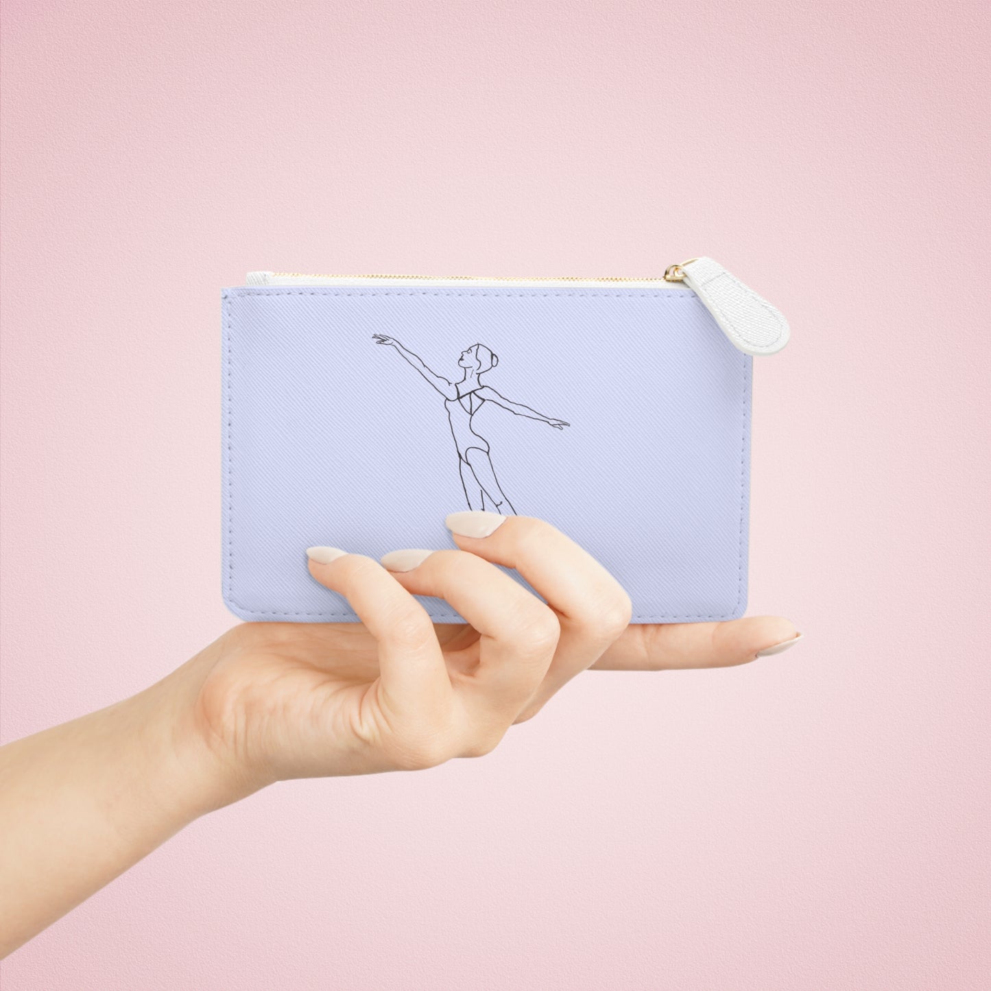 Lilac Ballet Dancer Mini Clutch Bag — Elegant Line Art Wristlet for Dancers & Dance Gifts