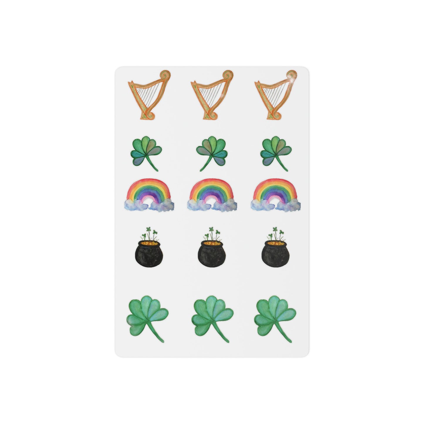 St. Patrick’s Day Temporary Tattoos — Harp, Rainbows, Shamrocks Tattoo Sheet