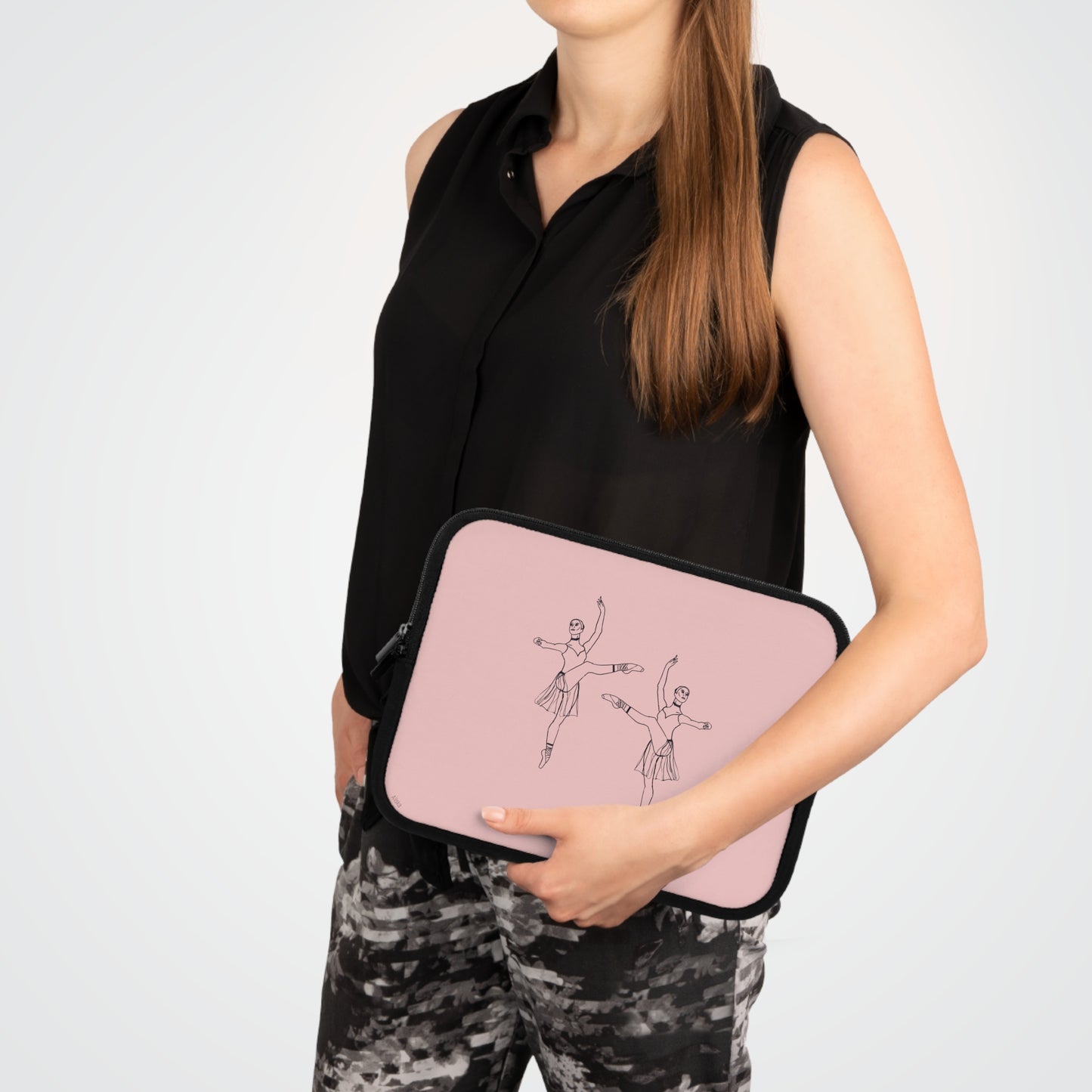 Ballet Dancer Laptop Sleeve — Minimalist Pointe Silhouette Neoprene Sleeve