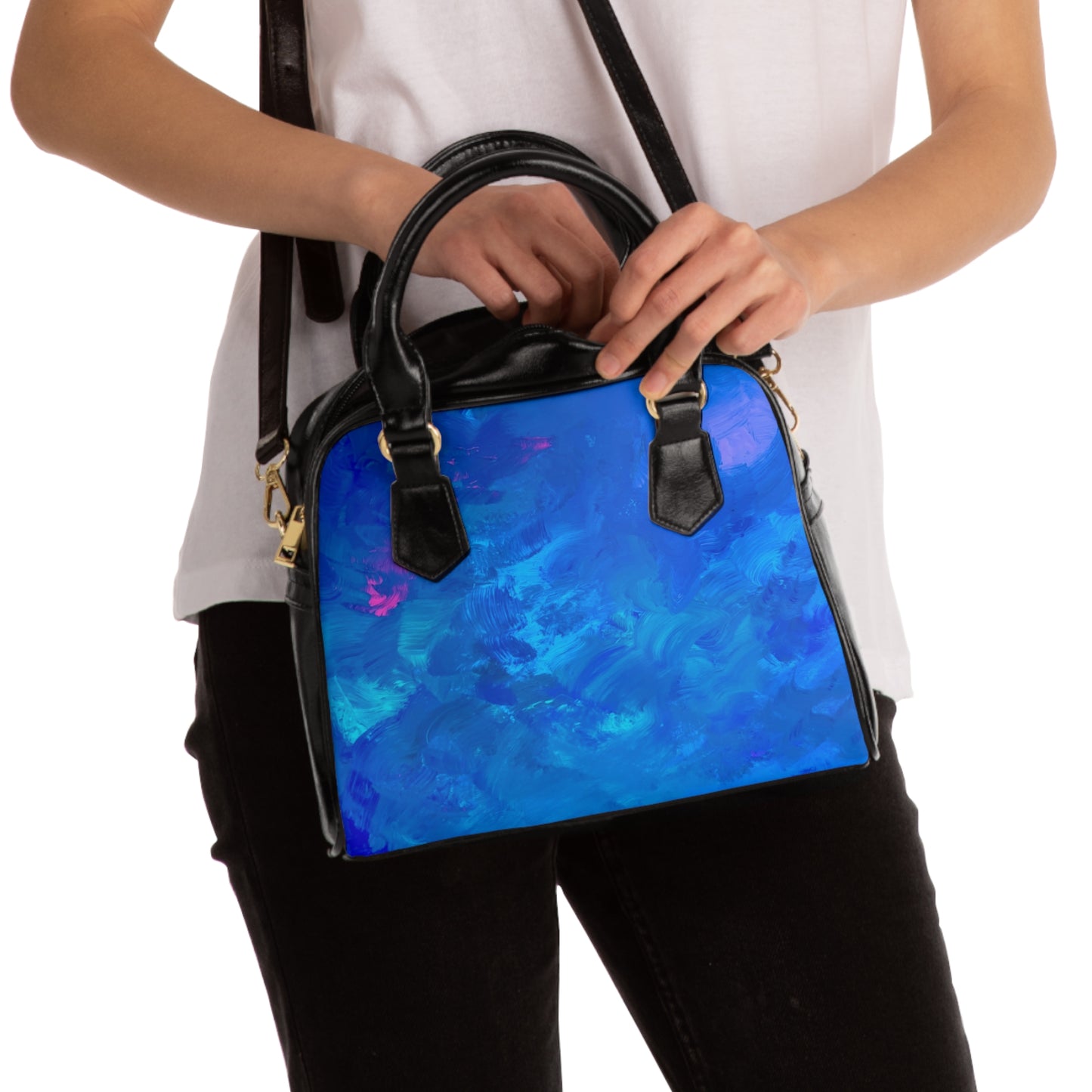 Vibrant Wish Print PU Leather Shoulder Handbag