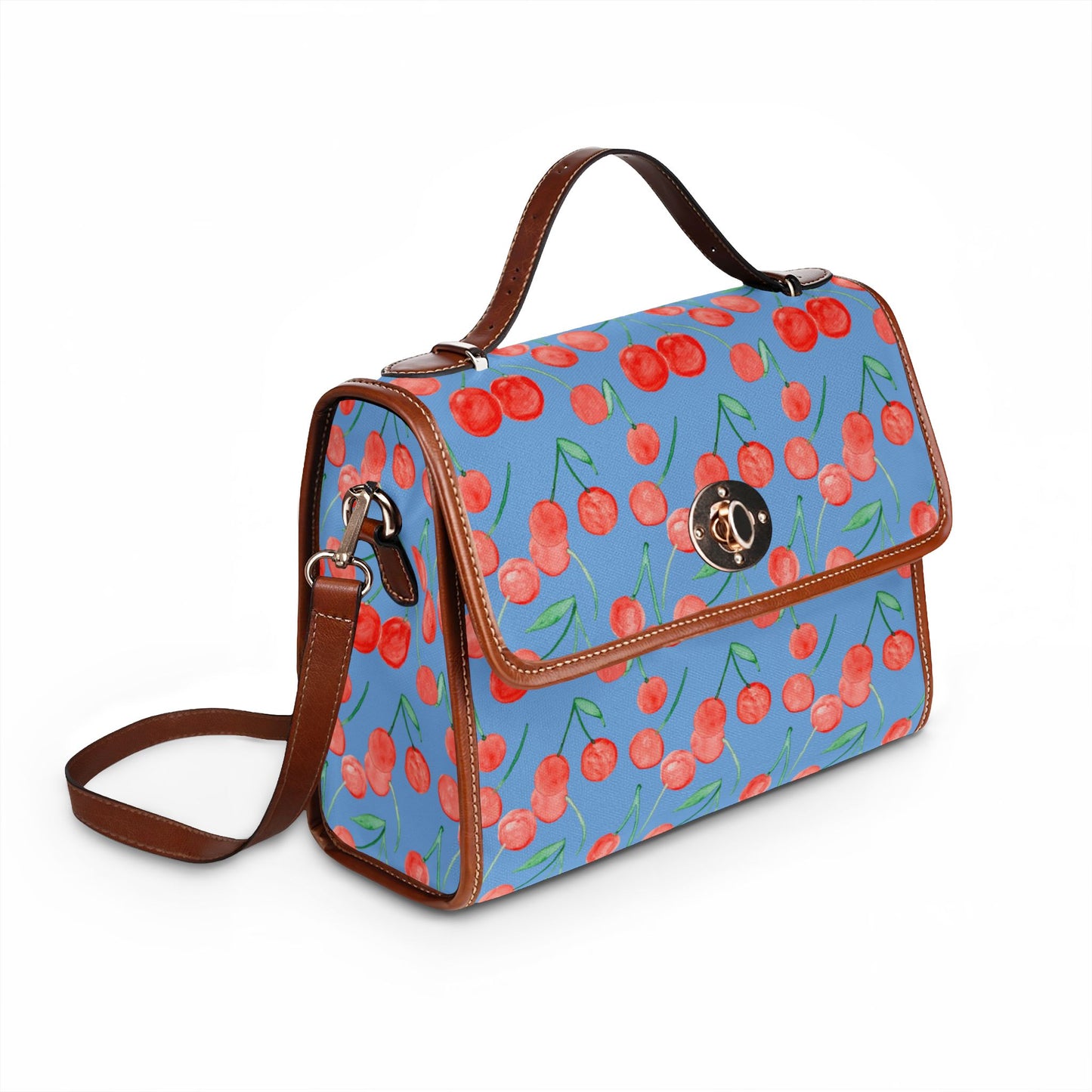 Watercolor Cherry Pattern Canvas Bag | Waterproof Fruit Purse