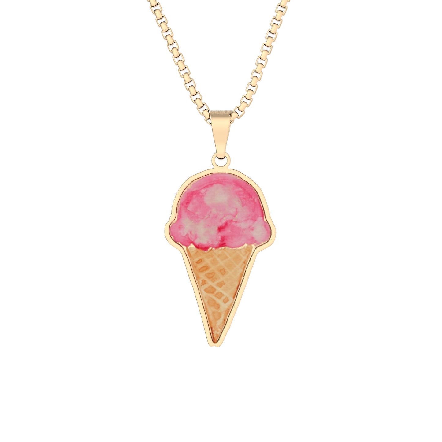 Ice Cream Cone Cutout Pendant Necklace