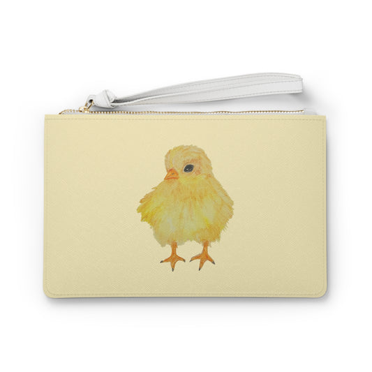 Spring Baby Chick Clutch Bag — Soft Yellow Saffiano Wristlet