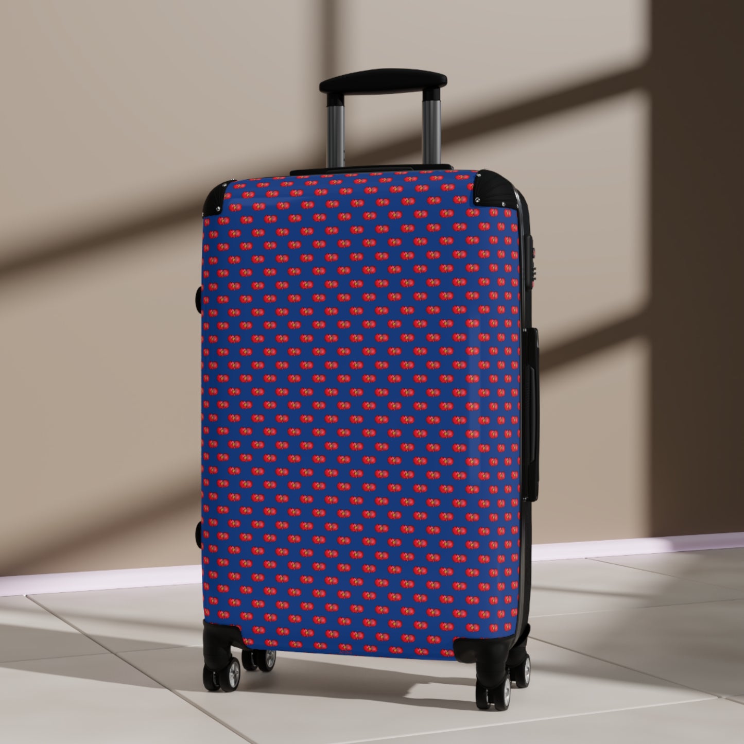 Red Begonia Floral Hard-Shell Carry-On Suitcase
