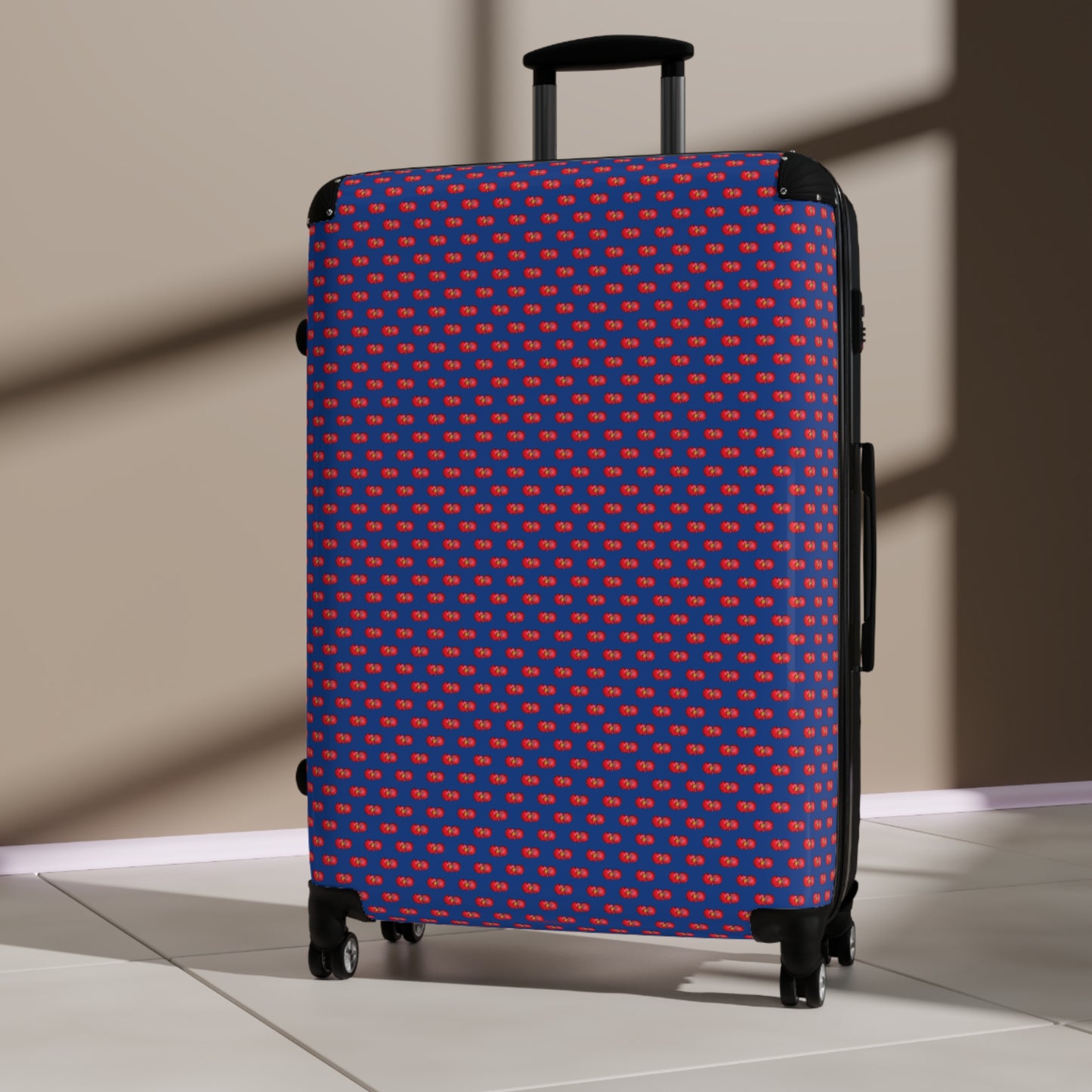 Red Begonia Floral Hard-Shell Carry-On Suitcase