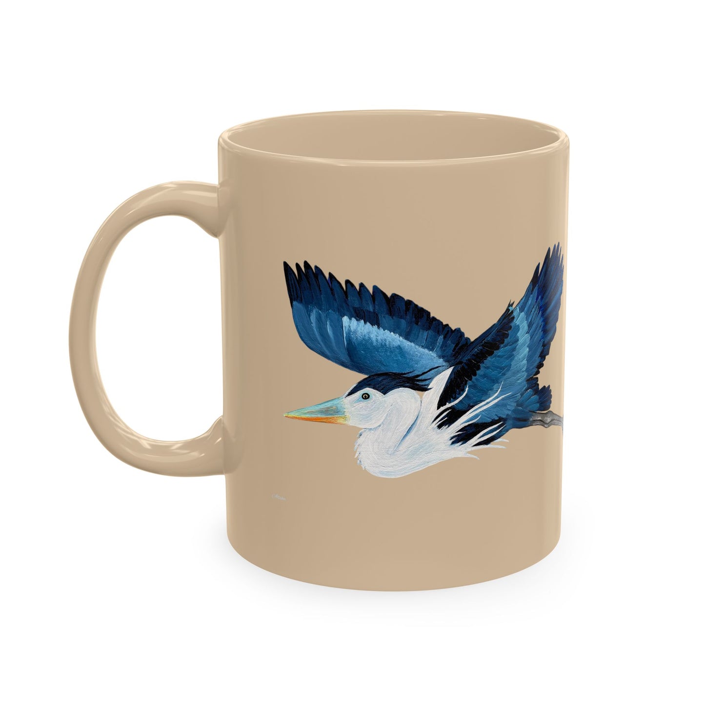 Blue Heron Ceramic Mug — Nature Bird Coffee Cup