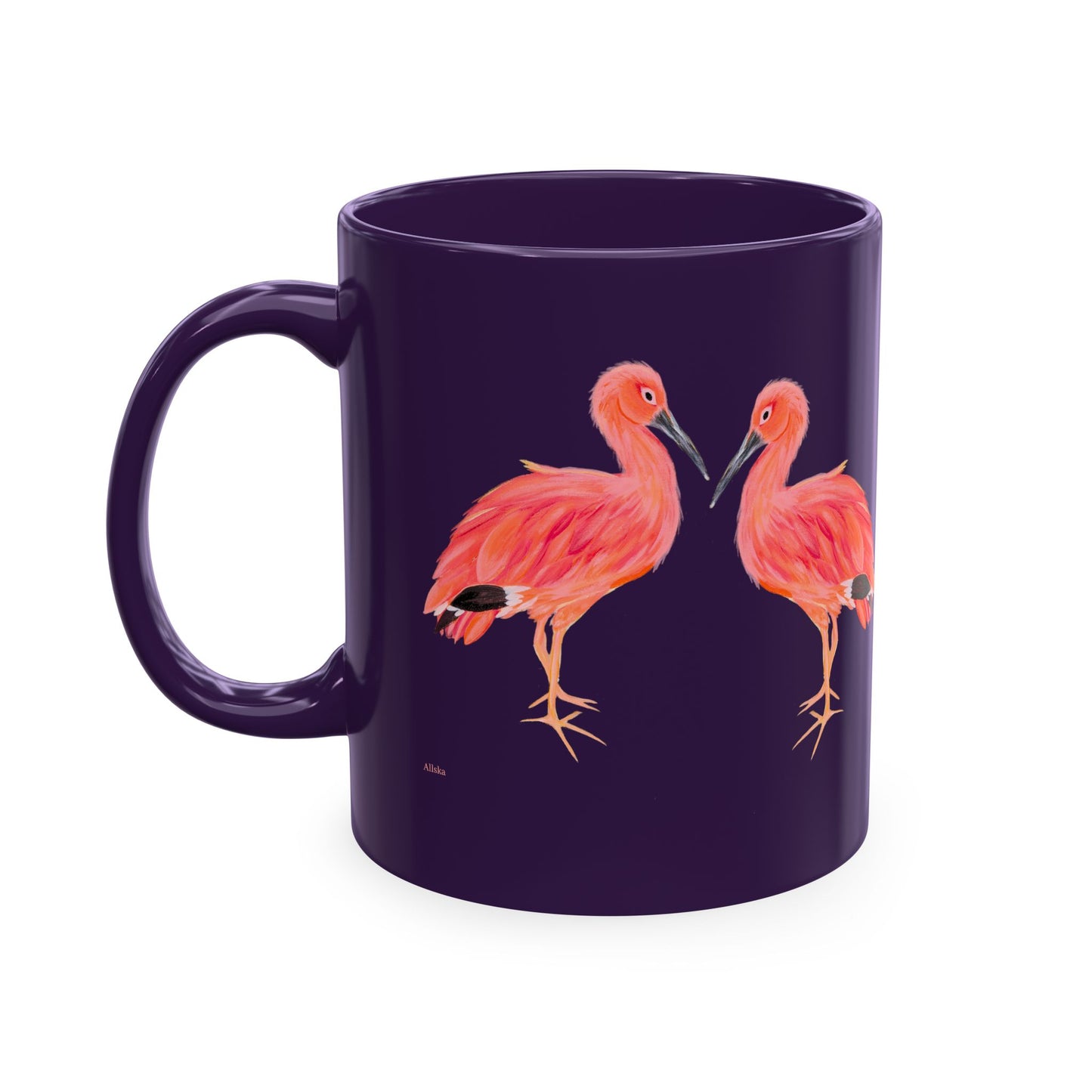 Ibis Bird Duo Ceramic Mug — Tropical Pink Bird Coffee Cup Assorted Color Mugs